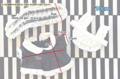 10cm/15cm/20cm Plushie Outfit: Maid Costume Set