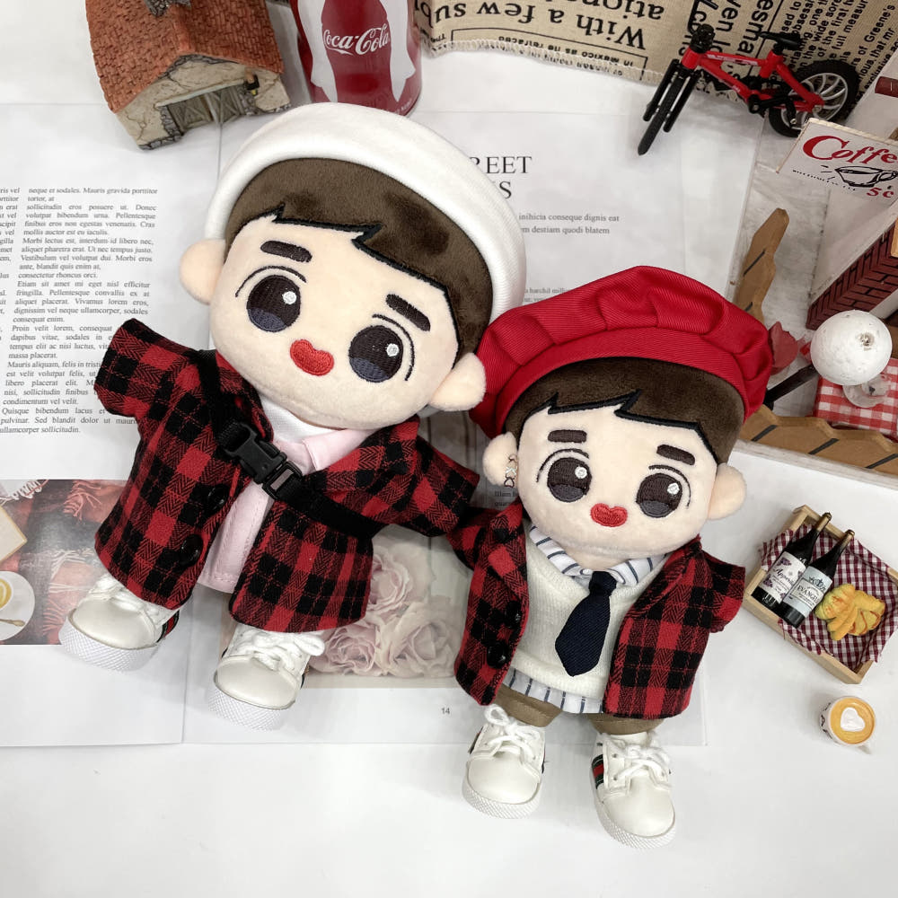 15cm/20cm Plushie Clothes: Plaid Coat | Oshi Plushie Clothes