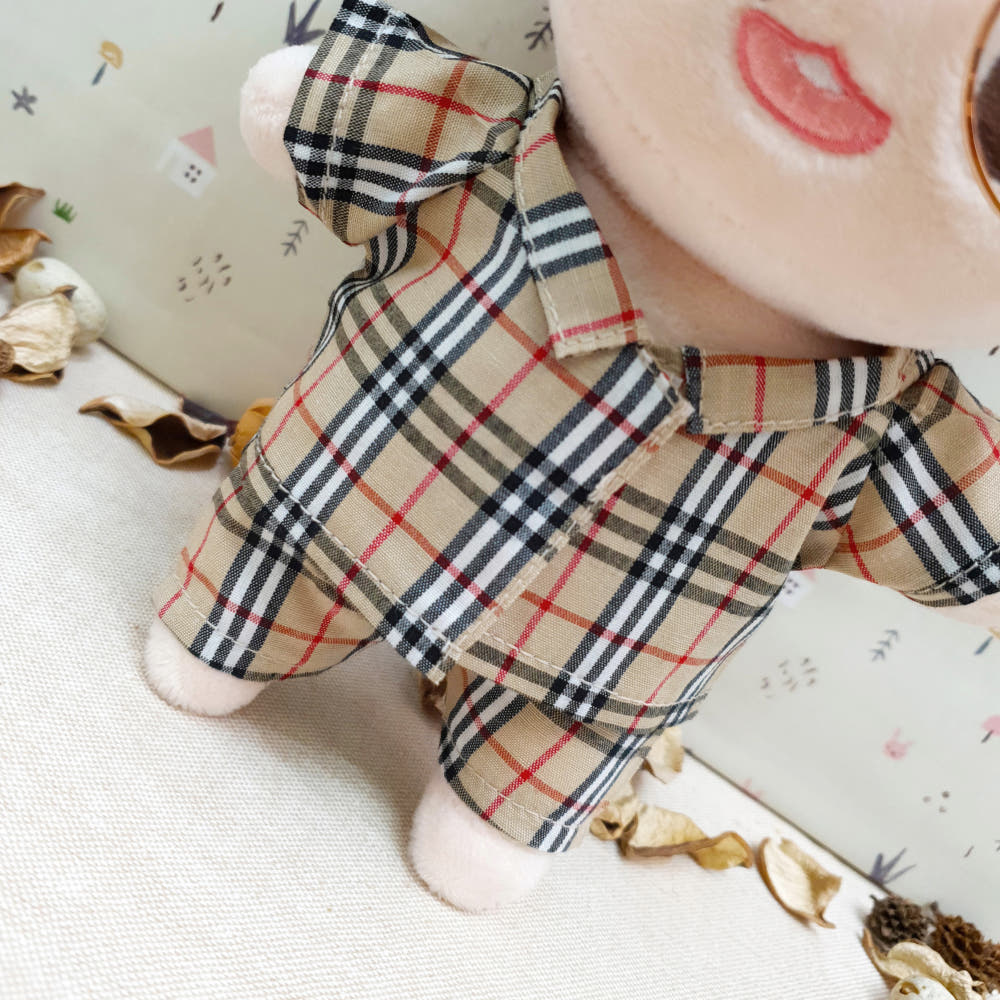 15cm/20cm Plushie Clothes: Brown Plaid Pants | Oshi Nui Clothes