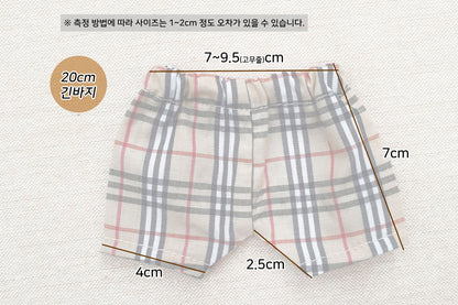 15cm/20cm Plushie Clothes: Brown Plaid Pants | Oshi Nui Clothes