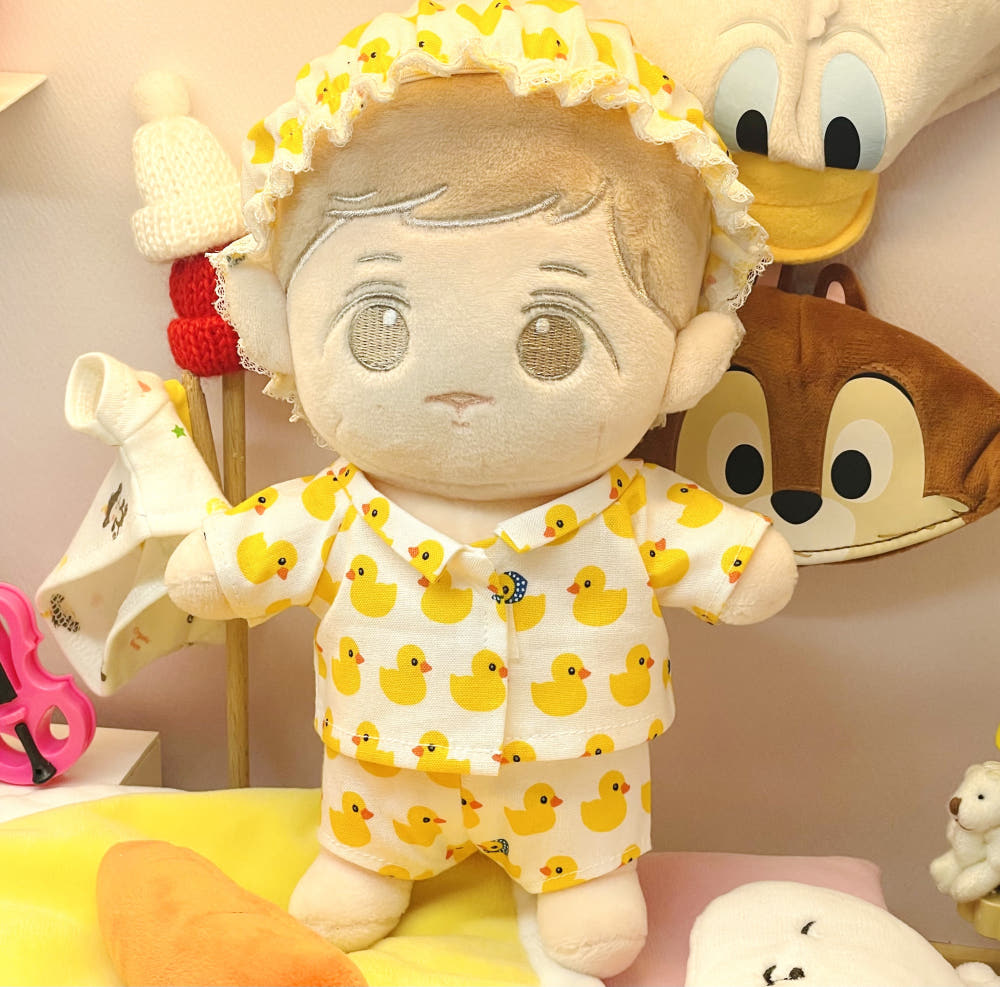 Duck & Strawberry Pajama Hat for 20cm Plushie | Oshi Nui Accessory