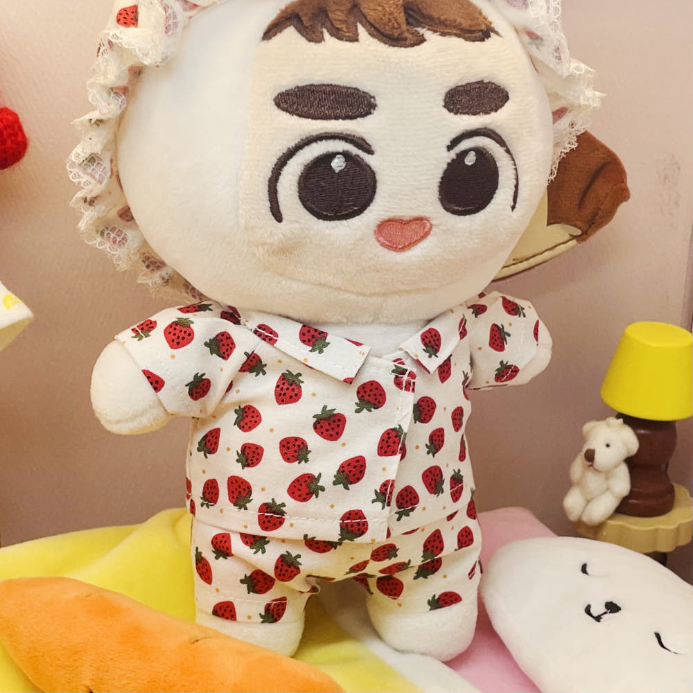 Duck & Strawberry Pajama Hat for 20cm Plushie | Oshi Nui Accessory