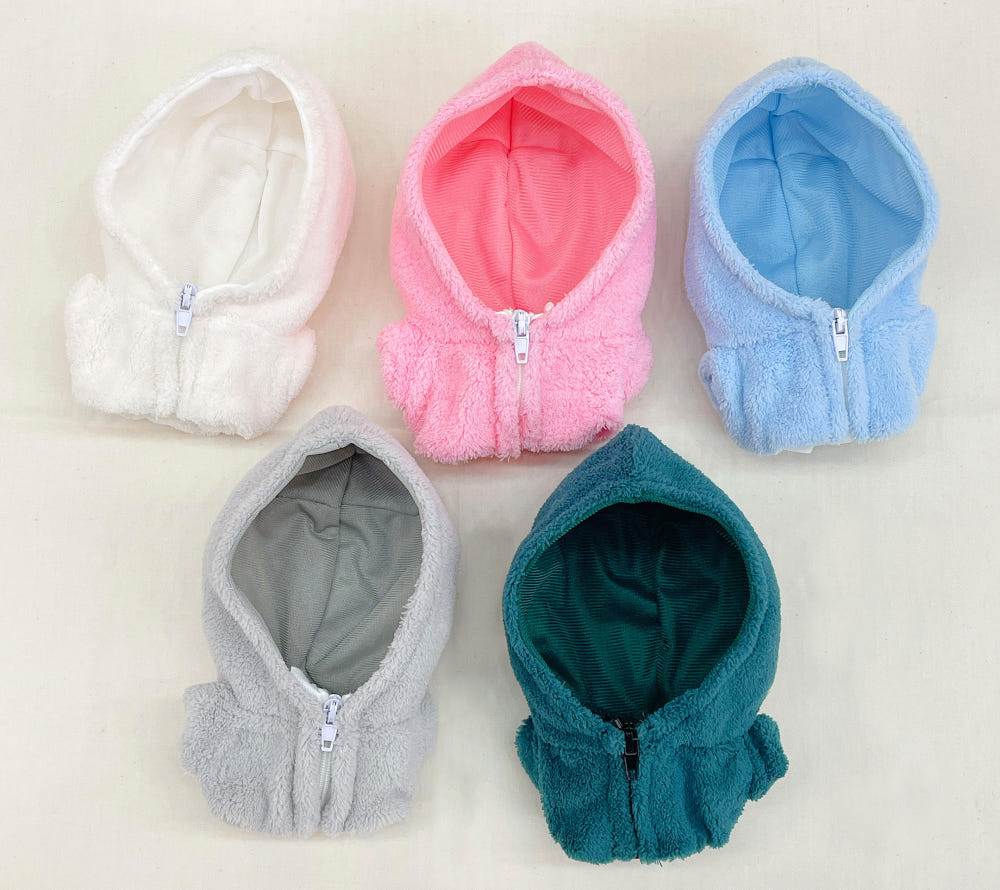 15cm & 20cm Plushie Clothes: Fleece Zip-Up Hoodie | Oshi Plushie Apparel