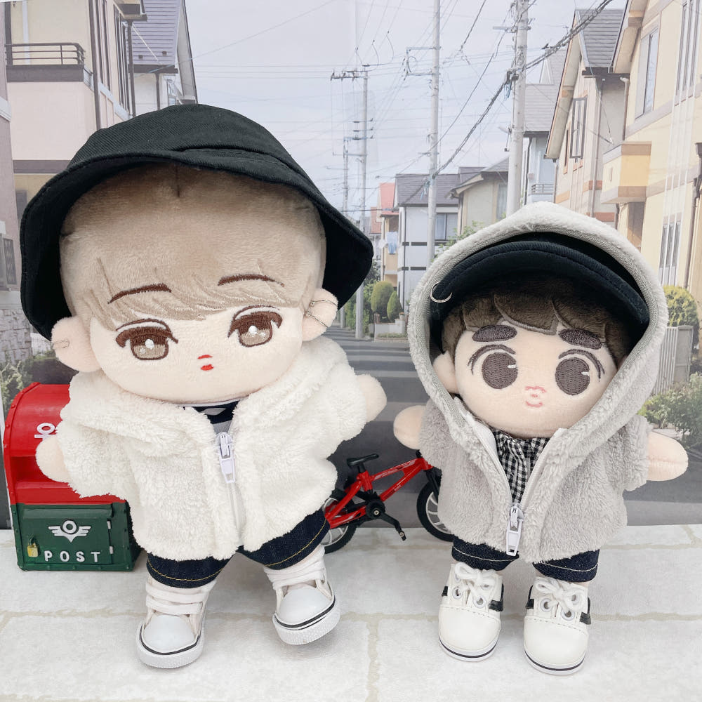 15cm & 20cm Plushie Clothes: Fleece Zip-Up Hoodie | Oshi Plushie Apparel