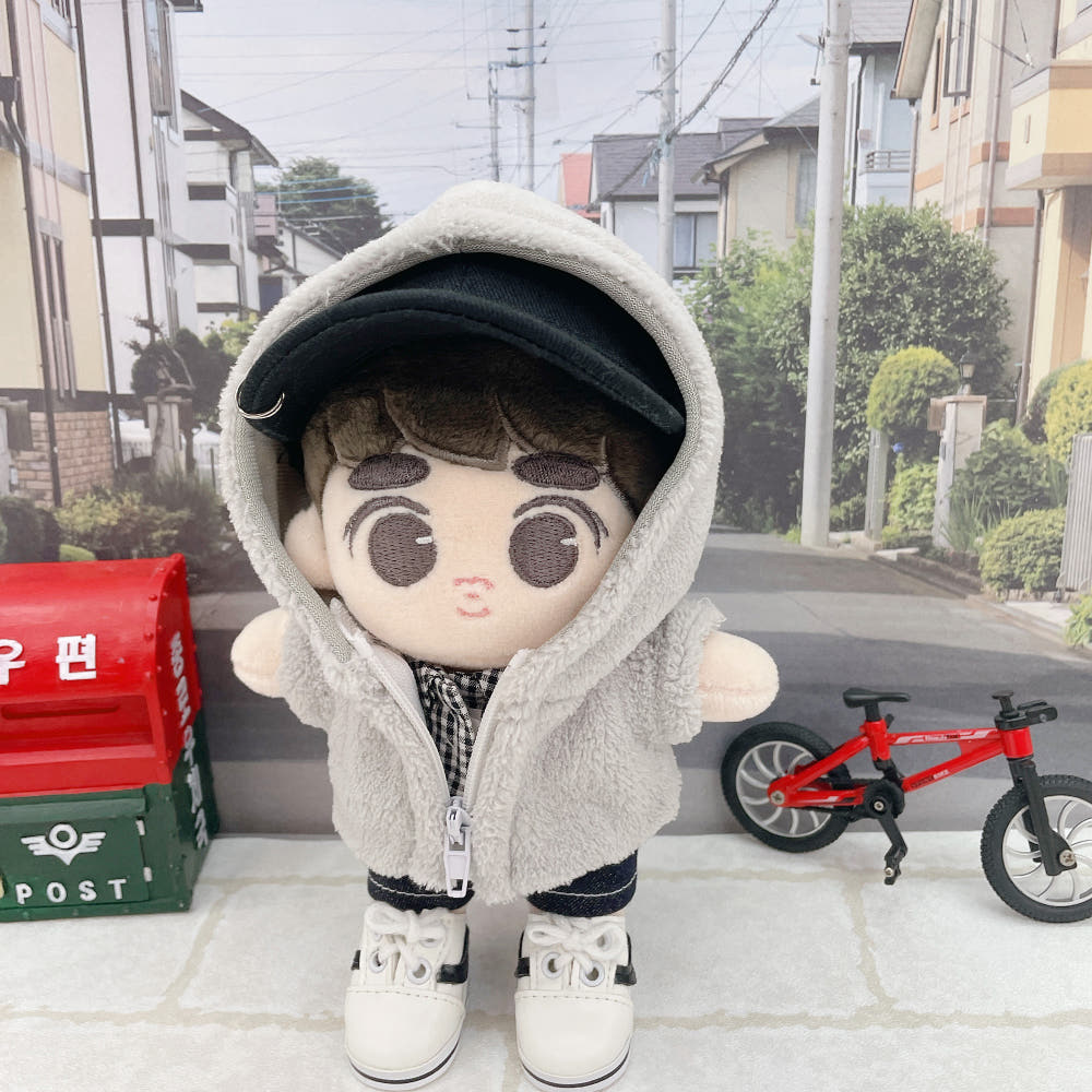 15cm & 20cm Plushie Clothes: Fleece Zip-Up Hoodie | Oshi Plushie Apparel