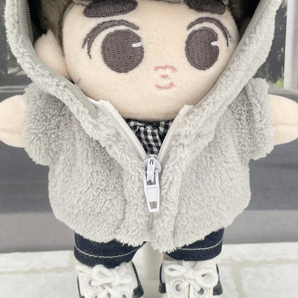 15cm & 20cm Plushie Clothes: Fleece Zip-Up Hoodie | Oshi Plushie Apparel