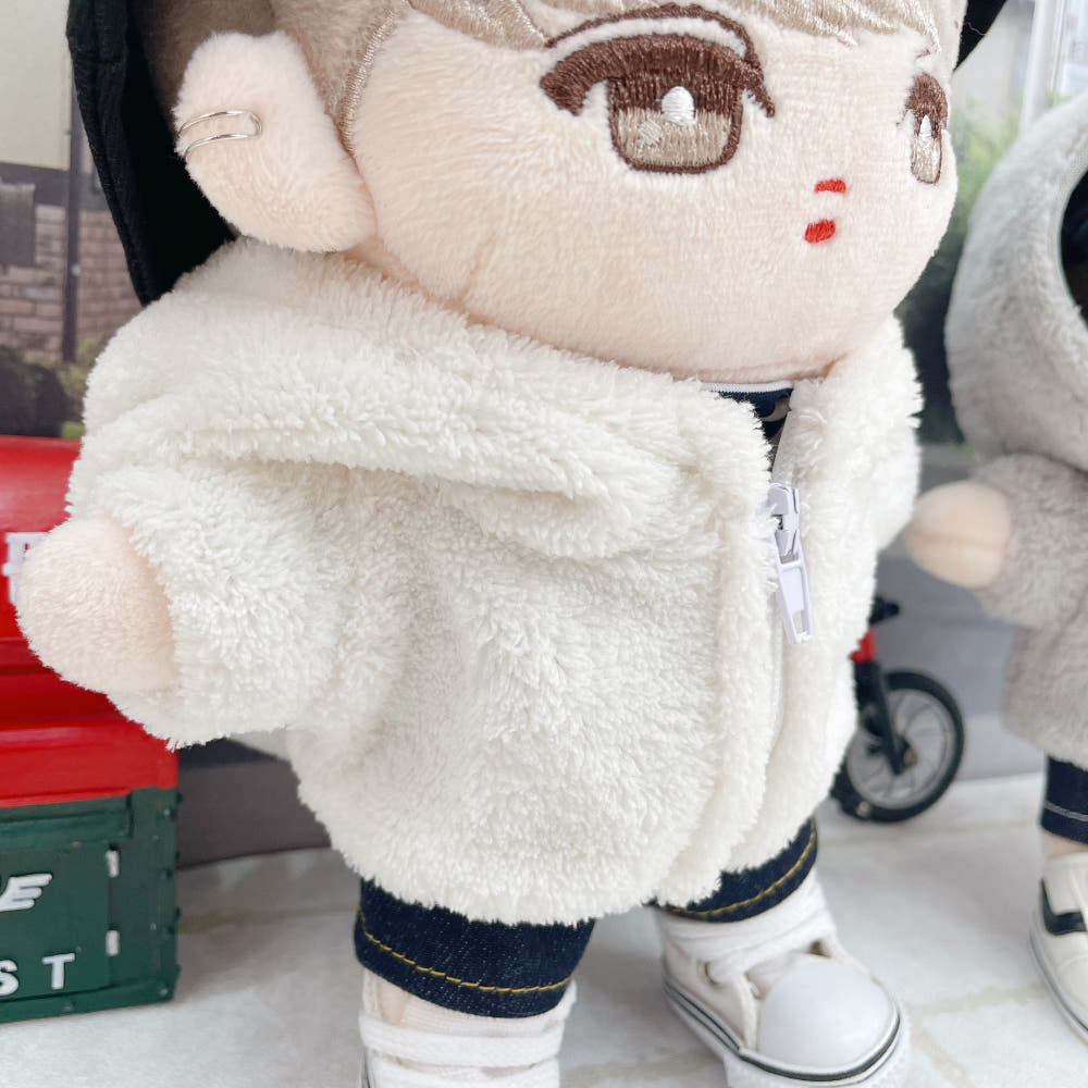 15cm & 20cm Plushie Clothes: Fleece Zip-Up Hoodie | Oshi Plushie Apparel
