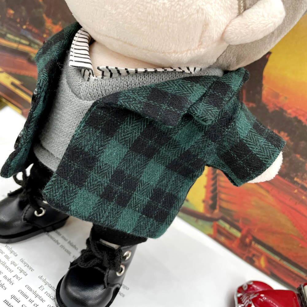 15cm/20cm Plushie Clothes: Plaid Coat | Oshi Plushie Clothes