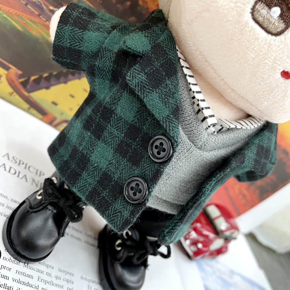 15cm/20cm Plushie Clothes: Plaid Coat | Oshi Plushie Clothes