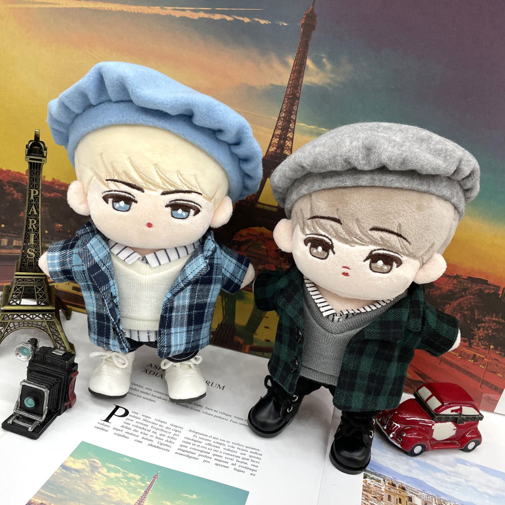 15cm/20cm Plushie Clothes: Plaid Coat | Oshi Plushie Clothes