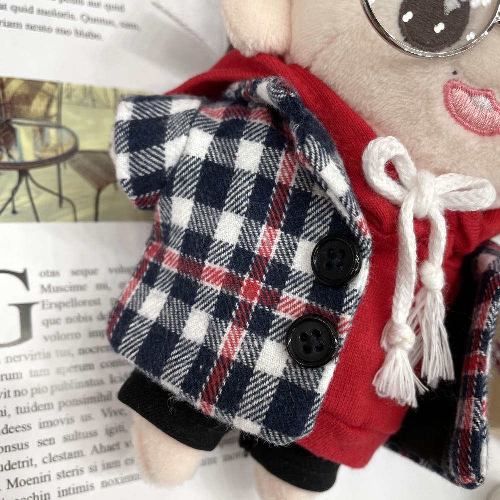 15cm/20cm Plushie Clothes: Plaid Coat | Oshi Plushie Clothes