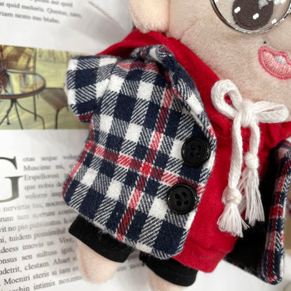 15cm/20cm Plushie Clothes: Plaid Coat | Oshi Plushie Clothes