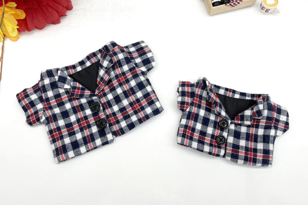15cm/20cm Plushie Clothes: Plaid Coat | Oshi Plushie Clothes