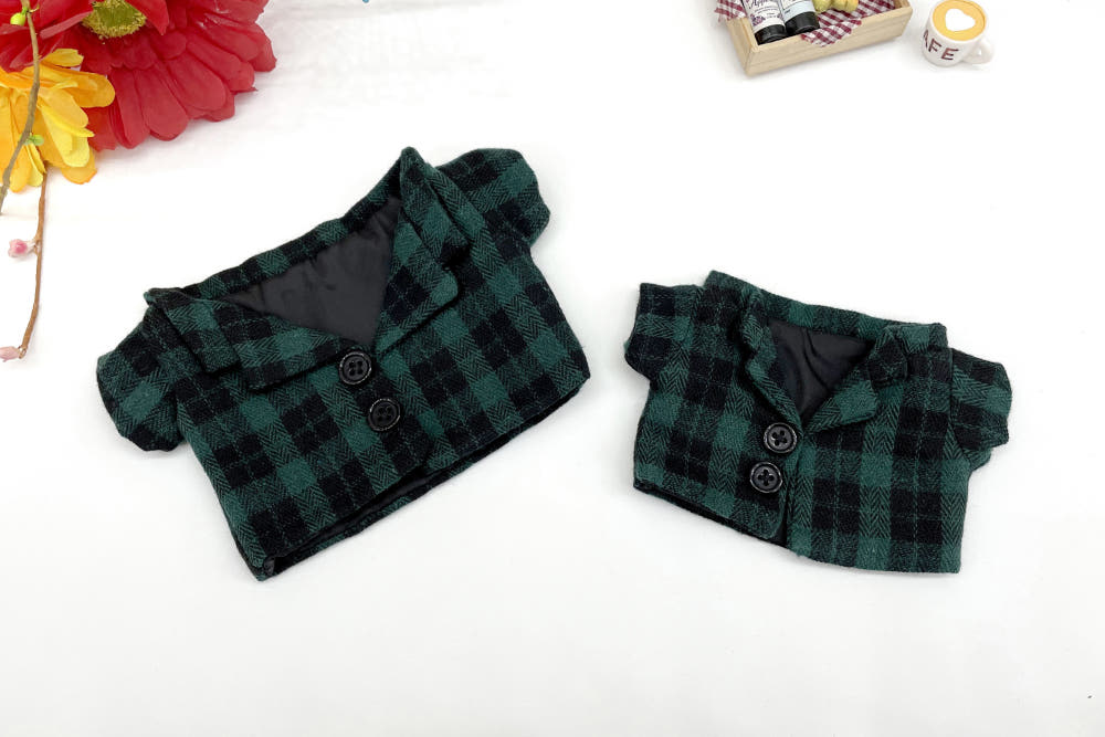 15cm/20cm Plushie Clothes: Plaid Coat | Oshi Plushie Clothes