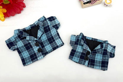 15cm/20cm Plushie Clothes: Plaid Coat | Oshi Plushie Clothes