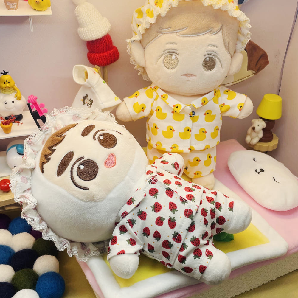 20cmぬい用 あひる＆いちごパジャマ帽子｜推しぬい小物