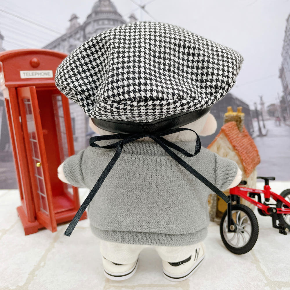 15cm・20cmぬい用 ブラウンチェックベレー帽｜推しぬい小物