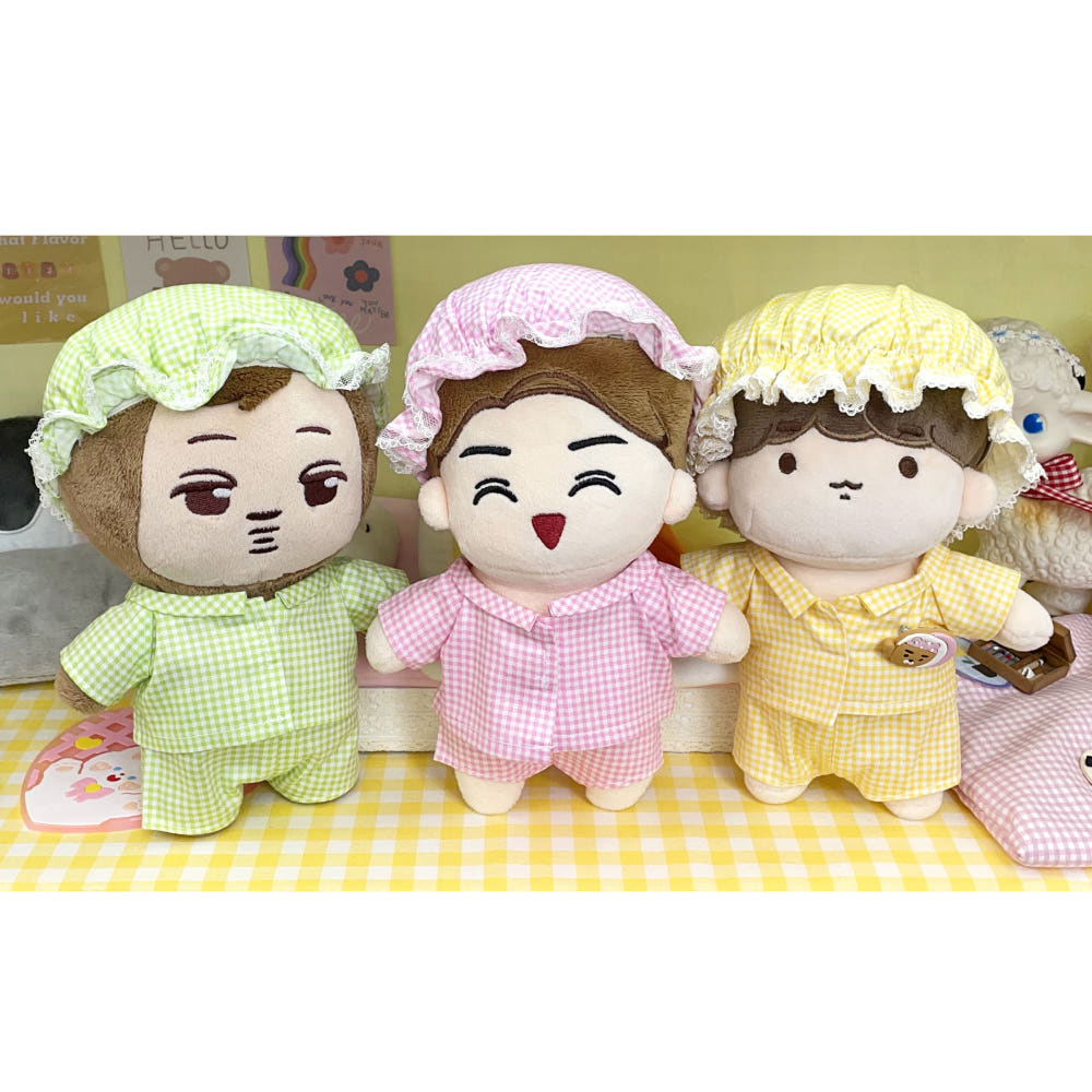 20cmぬい用 チェックパジャマ帽子｜推しぬい小物