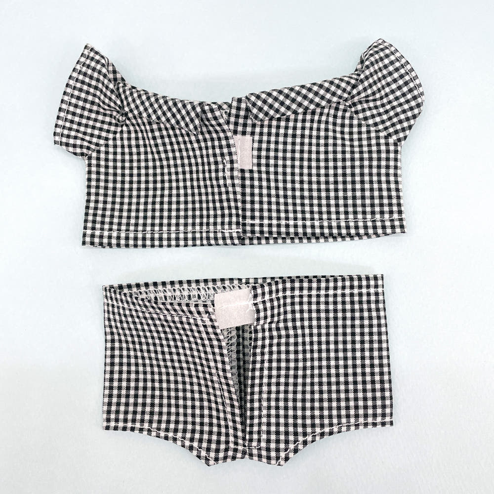 20cmぬい服 ブラックチェックパジャマコーデセット｜推しぬい服