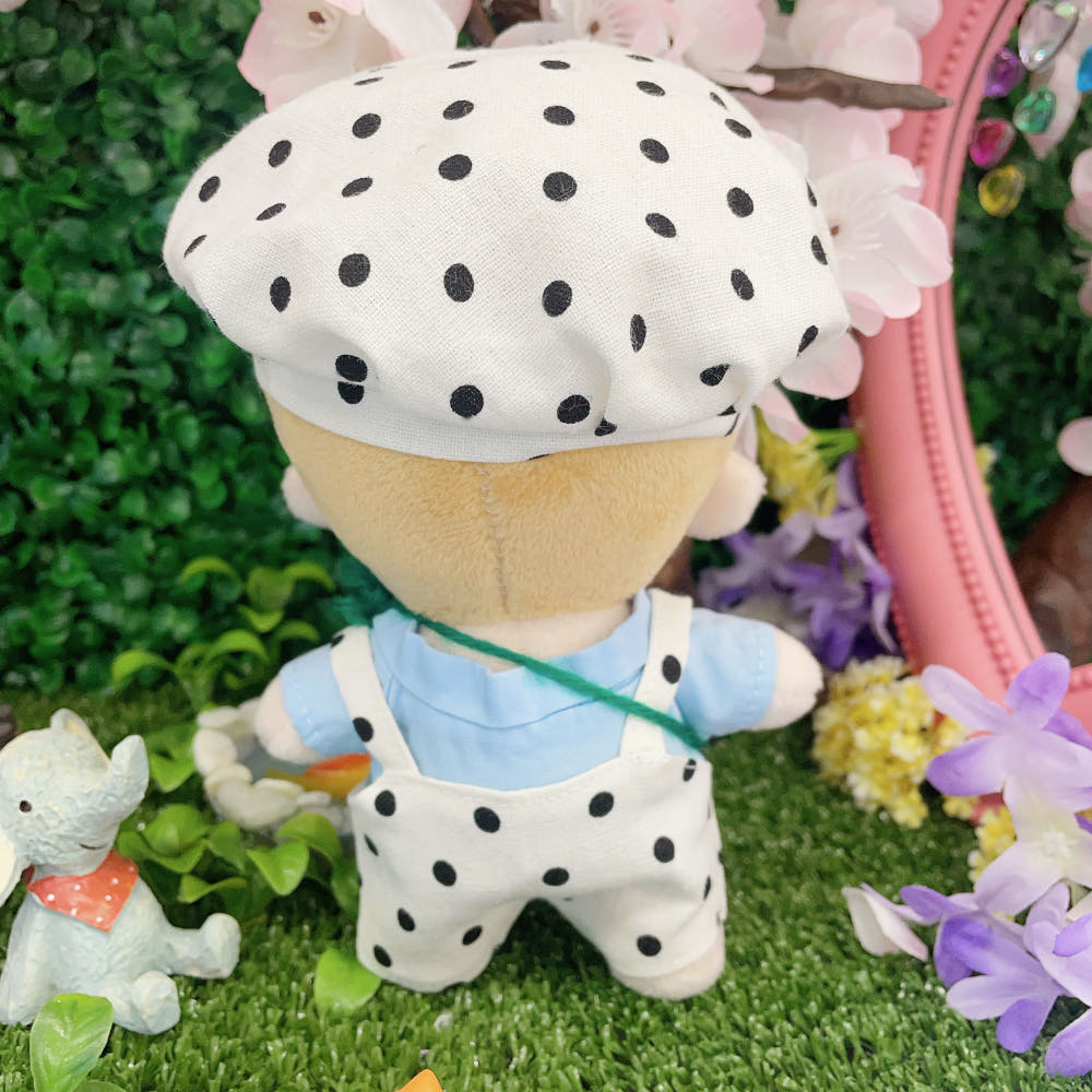 15cmぬい服 ドットサロペット＆ベレー帽セット