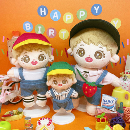 10cm/15cm/20cm Plush Doll Denim Overalls