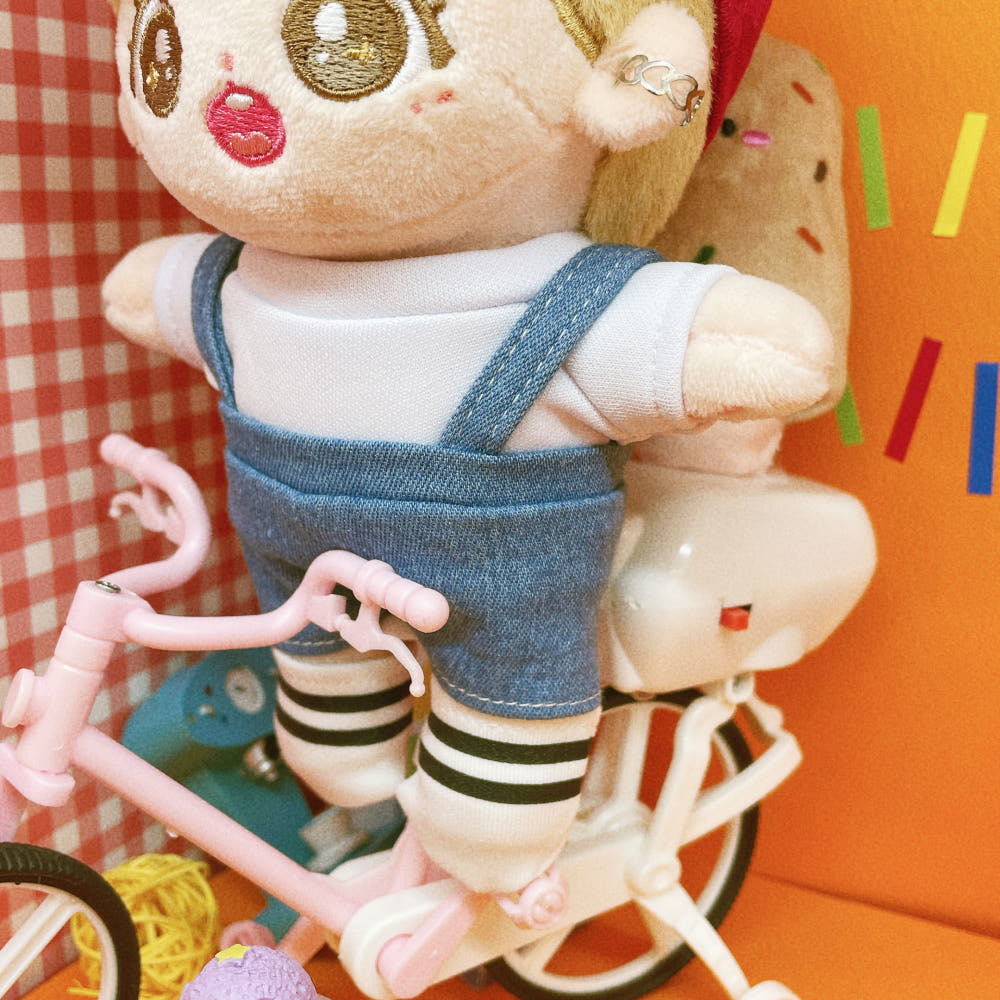 10cm/15cm/20cm Plush Doll Denim Overalls