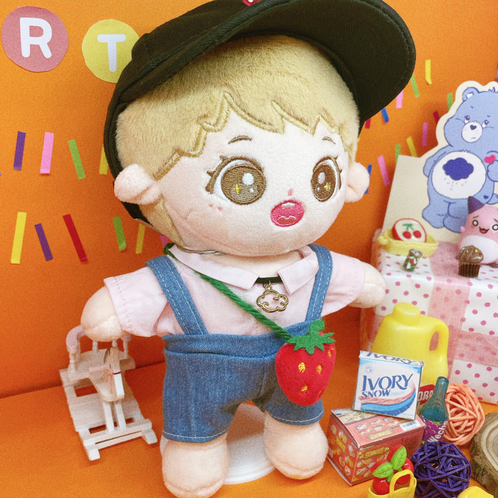 10cm/15cm/20cm Plush Doll Denim Overalls