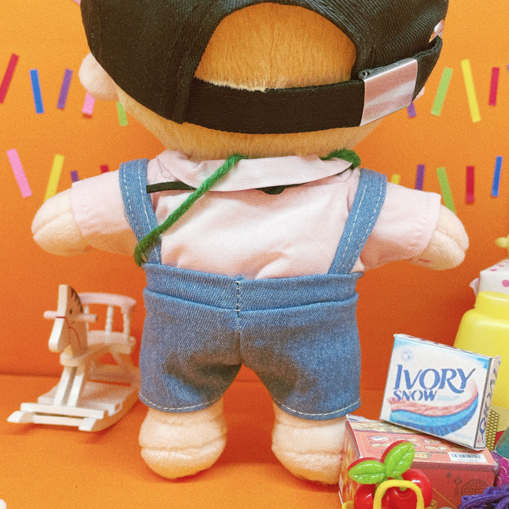 10cm/15cm/20cm Plush Doll Denim Overalls