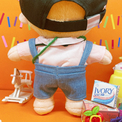 10cm/15cm/20cm Plush Doll Denim Overalls