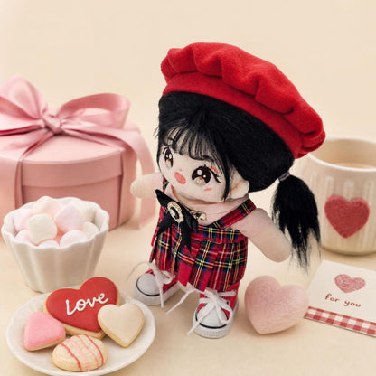 【ぬいぐるみ付き】15cm チェリーチェック フルコーデセット｜推しぬい服・アイドルぬい服