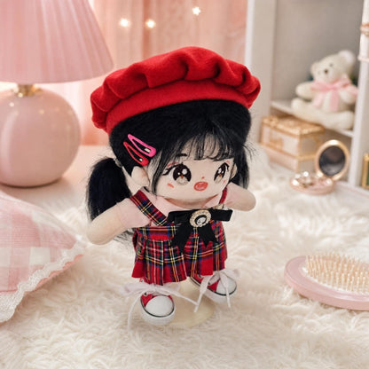 【ぬいぐるみ付き】15cm チェリーチェック フルコーデセット｜推しぬい服・アイドルぬい服
