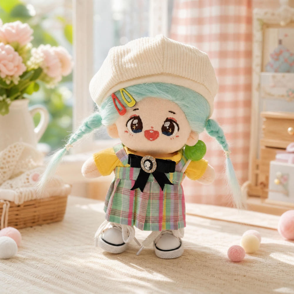 【ぬいぐるみ付き】15cm キャンディチェック フルコーデセット｜推しぬい服・アイドルぬい服