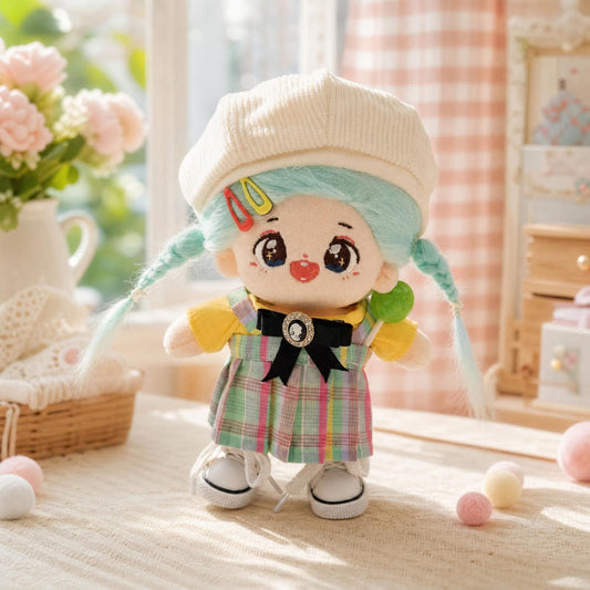【ぬいぐるみ付き】15cm キャンディチェック フルコーデセット｜推しぬい服・アイドルぬい服