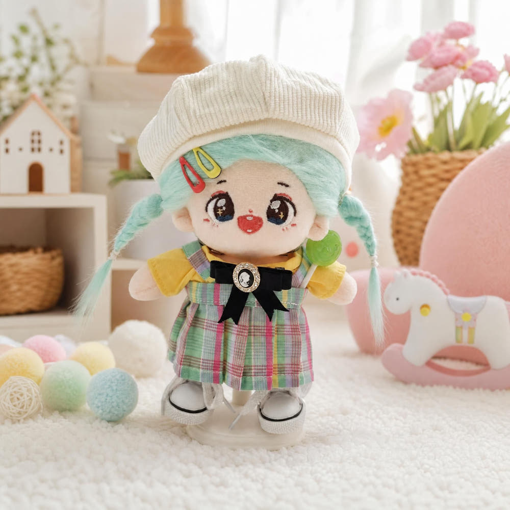 【ぬいぐるみ付き】15cm キャンディチェック フルコーデセット｜推しぬい服・アイドルぬい服