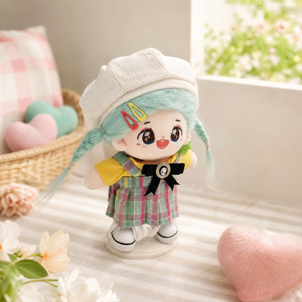 【ぬいぐるみ付き】15cm キャンディチェック フルコーデセット｜推しぬい服・アイドルぬい服