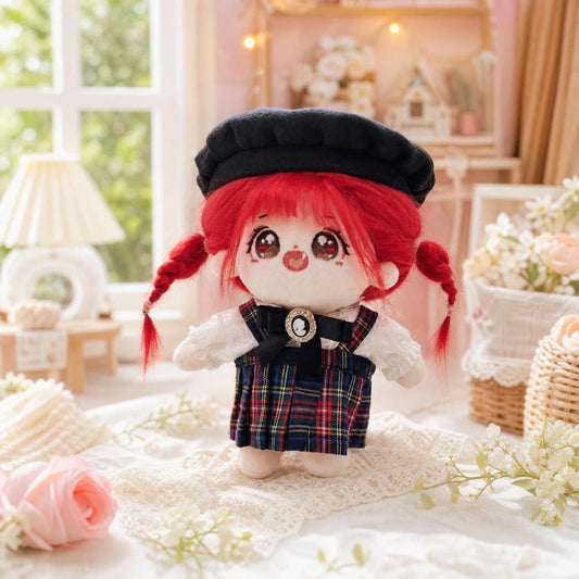【ぬいぐるみ付き】15cm レッドチェック フルコーデセット🍓｜推しぬい服・アイドルぬい服