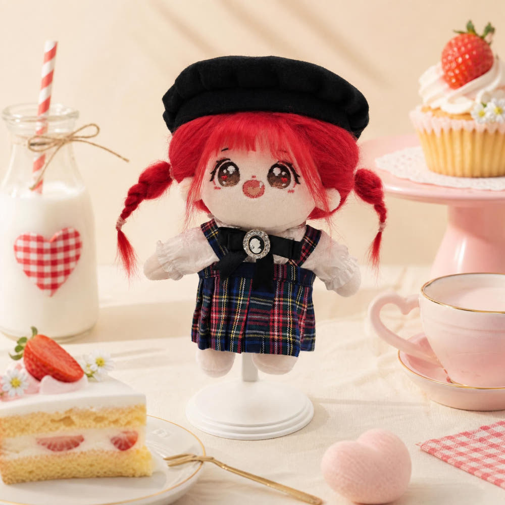 【ぬいぐるみ付き】15cm レッドチェック フルコーデセット🍓｜推しぬい服・アイドルぬい服