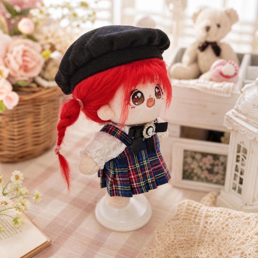 【ぬいぐるみ付き】15cm レッドチェック フルコーデセット🍓｜推しぬい服・アイドルぬい服