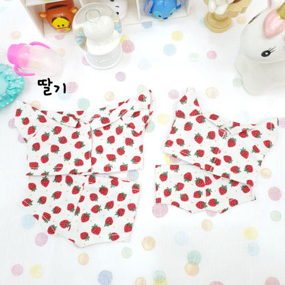 15cmぬい服 あひる＆いちごパジャマセット｜推しぬい服