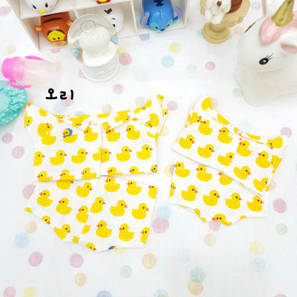 15cmぬい服 あひる＆いちごパジャマセット｜推しぬい服